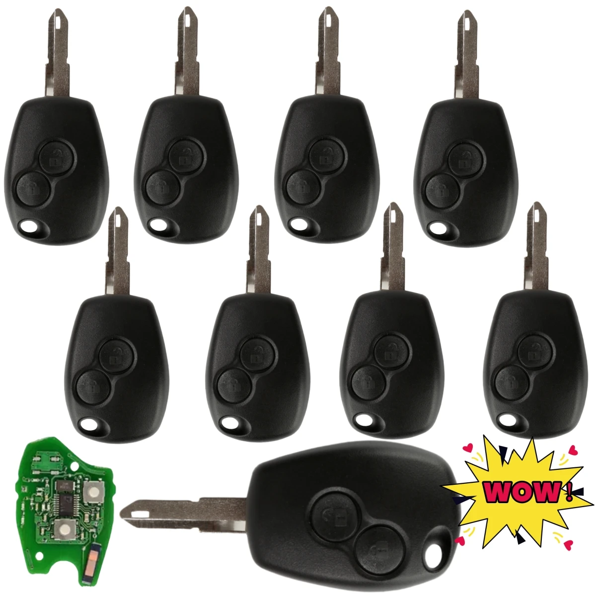 1~10PCS jingyuqin 2BTN Remote Key For Duster Modus Clio 3 Twingo DACIA Logan Sandero Kangoo 433MHz PCFFf7952E Chip