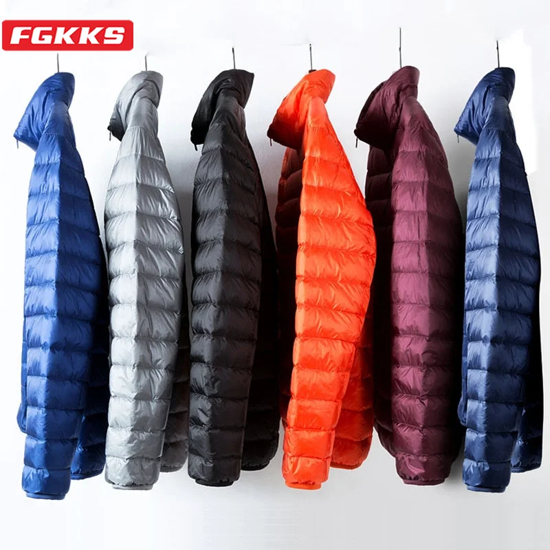 FGKKS 2023 Brand Casual Down Jacket For Men Warm Standing Collar Jacket High Quality Cold Proof Fashion Down Jacket Male