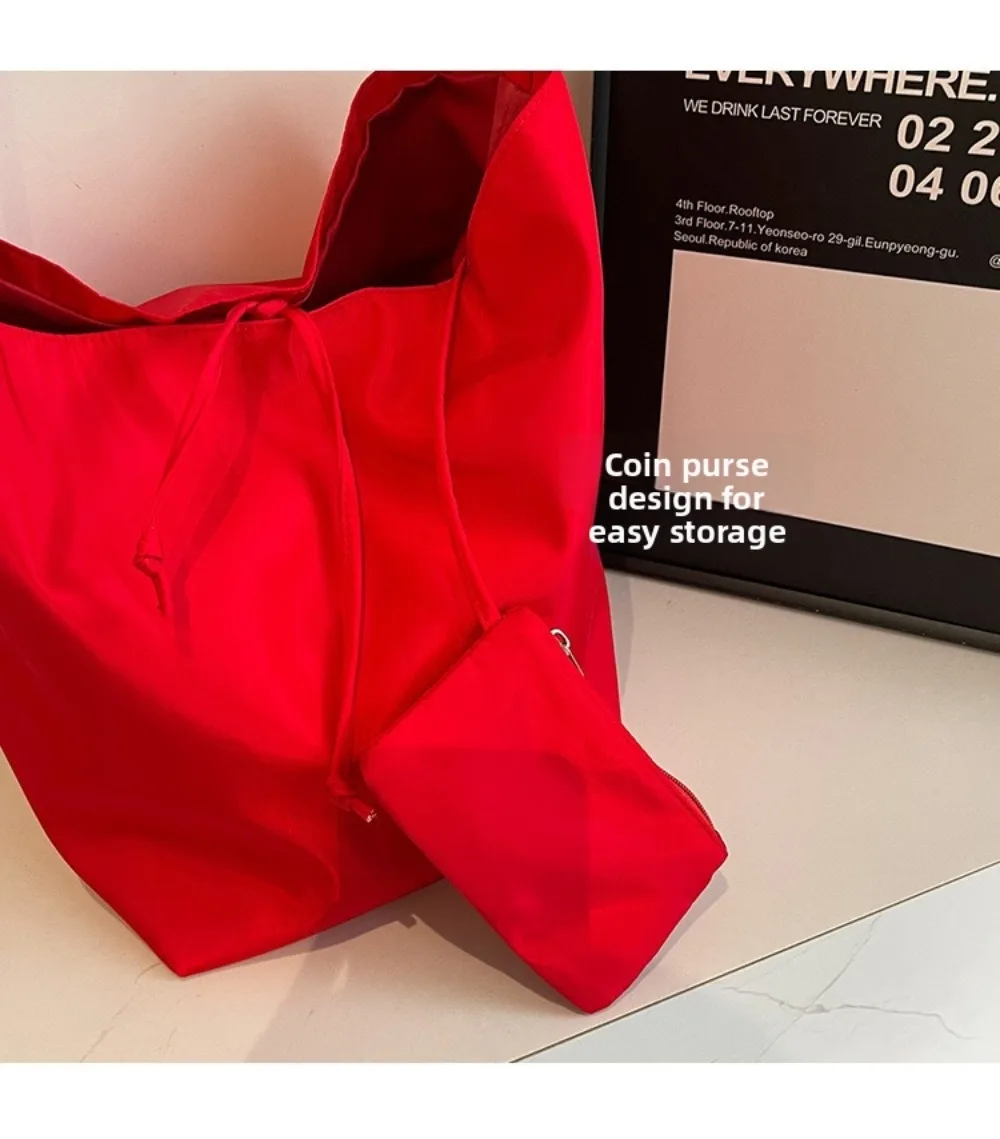 Modische Bestseller Einfarbige Weiche Nylon-Schultertasche Große Kapazität Designer-Handtasche Schlichte Vielseitige Tragetasche – Detail 6