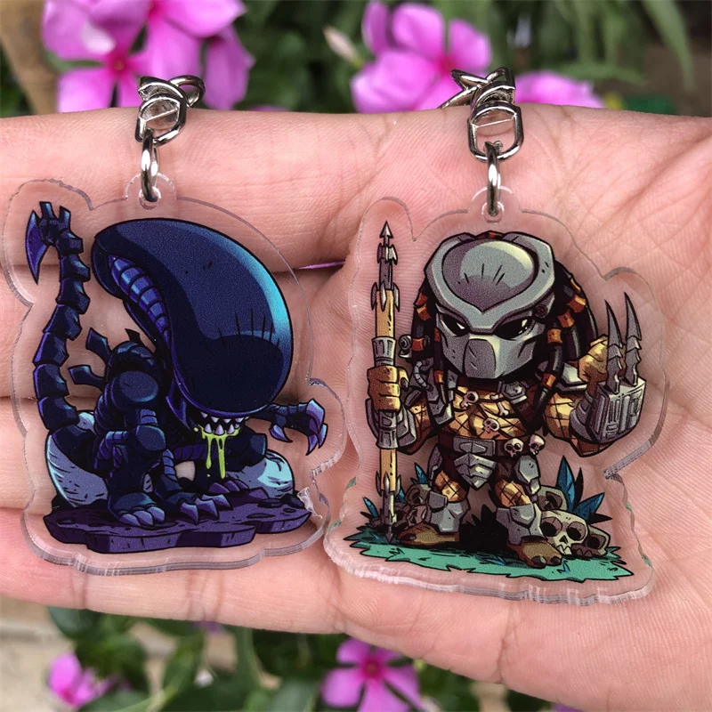 Predator Push Keychain Cosplay Accessories Cartoon Key Chain Pendant Badge