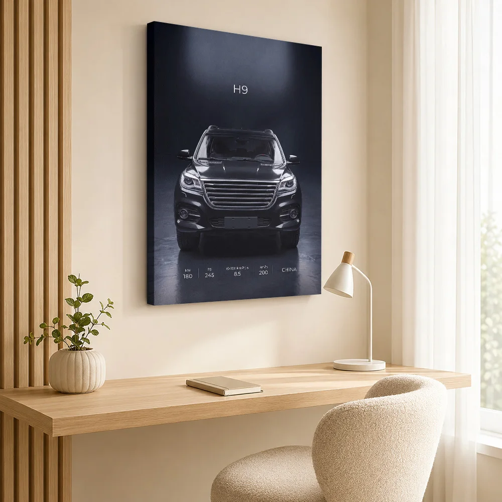Chinese H9 SUV Canvas Print Customized Photo Realistic Studio Illustration Wall Art For Automotive Showroom Housewarming Gift