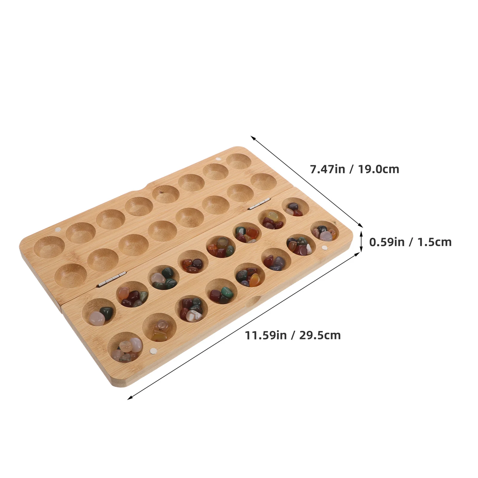 1세트 수제 만칼라 보드 게임 대나무 체스 스톤 비즈 포함 교육용 수학 전략 게임 가족 유대