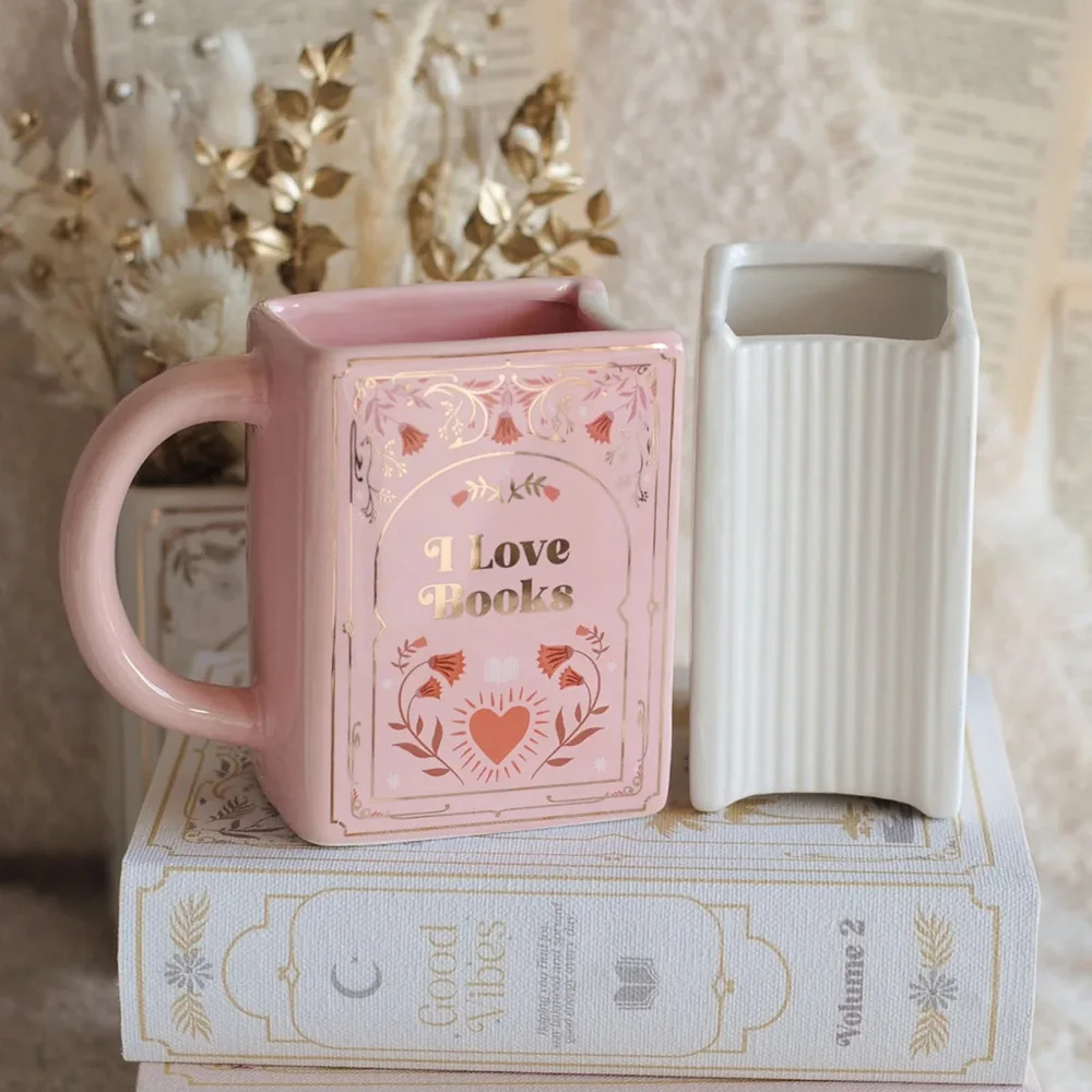 Book‑Shaped Ceramic Coffee Mug with Handle Creative Tea Drinking Cup Unique Present for Reading Enthusiasts Book Fans