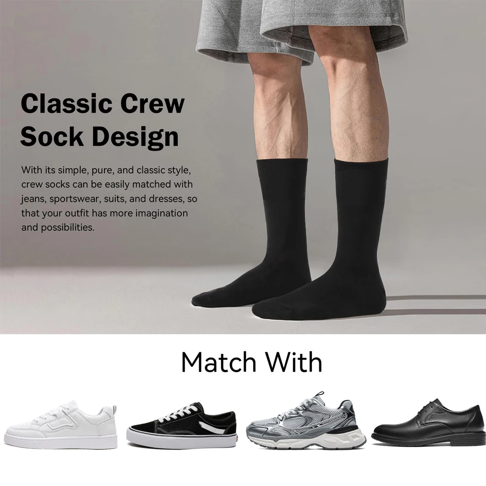 5Pairs Unisex Bamboo Rayon Socks Super Soft Black White Beige Crew Socks view 5