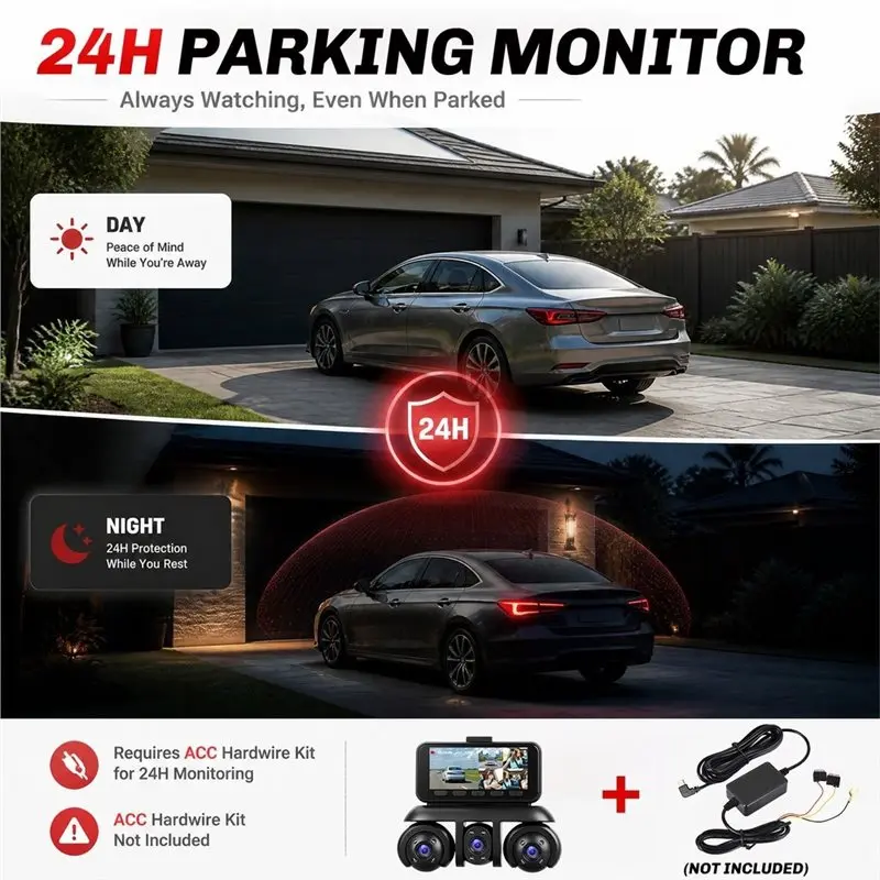 New Arrivals-3.16In Dash Cam Wifi 5Ch Dashcam Car Camera Black Box Driving DVR 1080P Front Left Right Rear Night Vision Loop