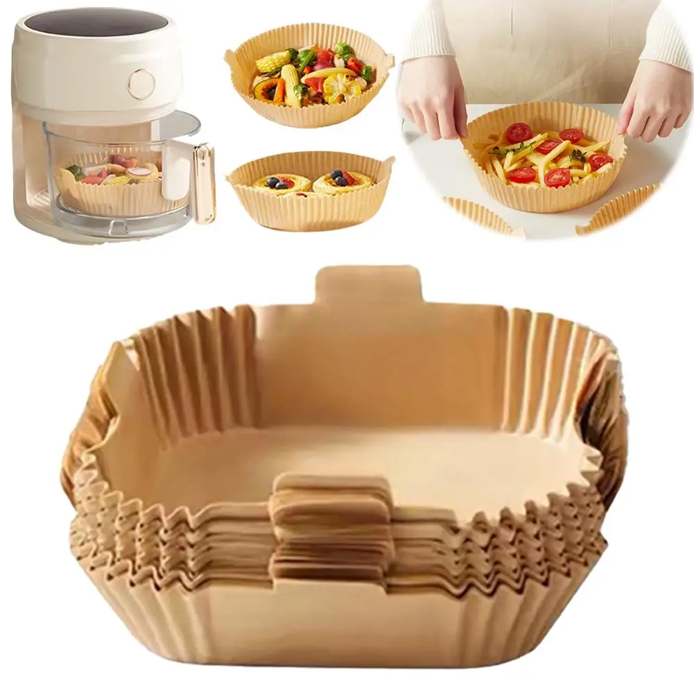

100Pcs Air fryer Baking Paper for Barbecue Plate Square Oven Pan Pad 20/16/4.5cm AirFryer Oil-Proof Disposable Paper Liner