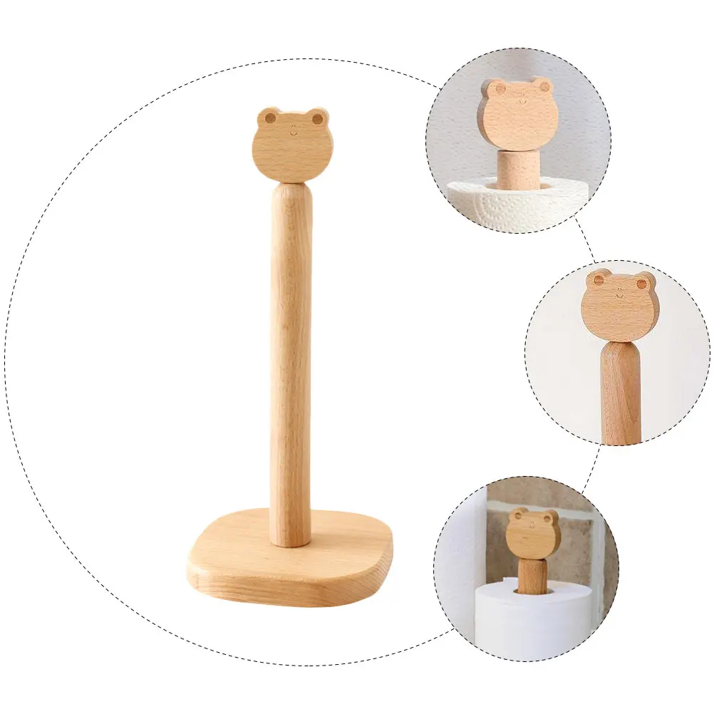 

Solid Wood Tissue Holder Paper Dispenser Kitchen Bath Storage Rack Durable Smooth Finish Easy Assemble Space