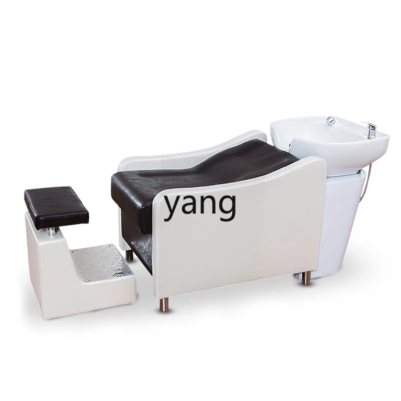 L'm'm Half Lying Barber Shop Simple Integrated Ceramic Basin for Hair Salon Flush Shampoo Chair