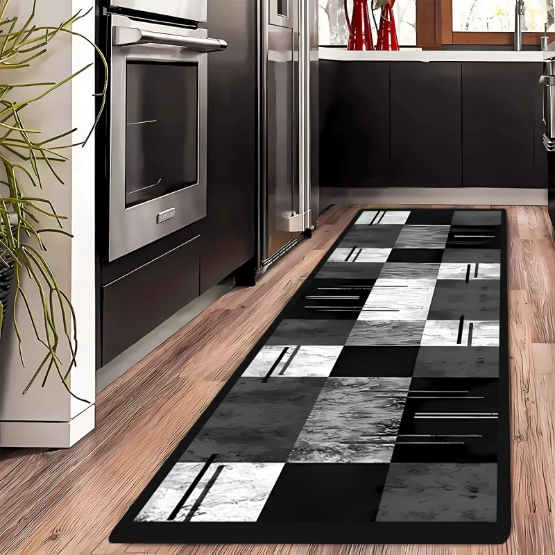 

Ковер VIKAMA с геометрическим узором в стиле пэчворк: нескользящий, звукопоглощающий ковер для прихожих, коридоров, кухонь и прачечных, декор для дома.