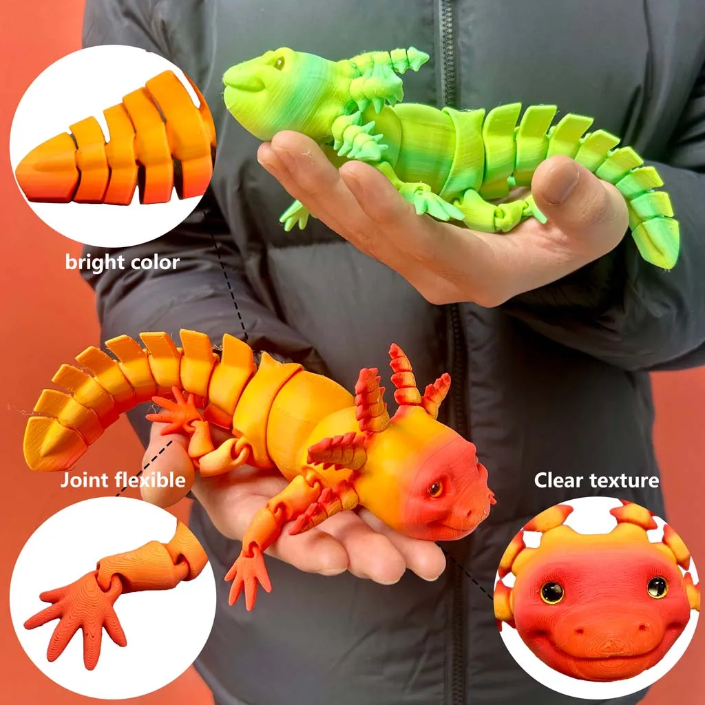 3D-gedruckte Salamander-Statue, flexibles 3D-gedrucktes Tier, bunte Figur-Statue, Geschenke, Valentinstag, 23 cm/9,06 Zoll – Detail 5