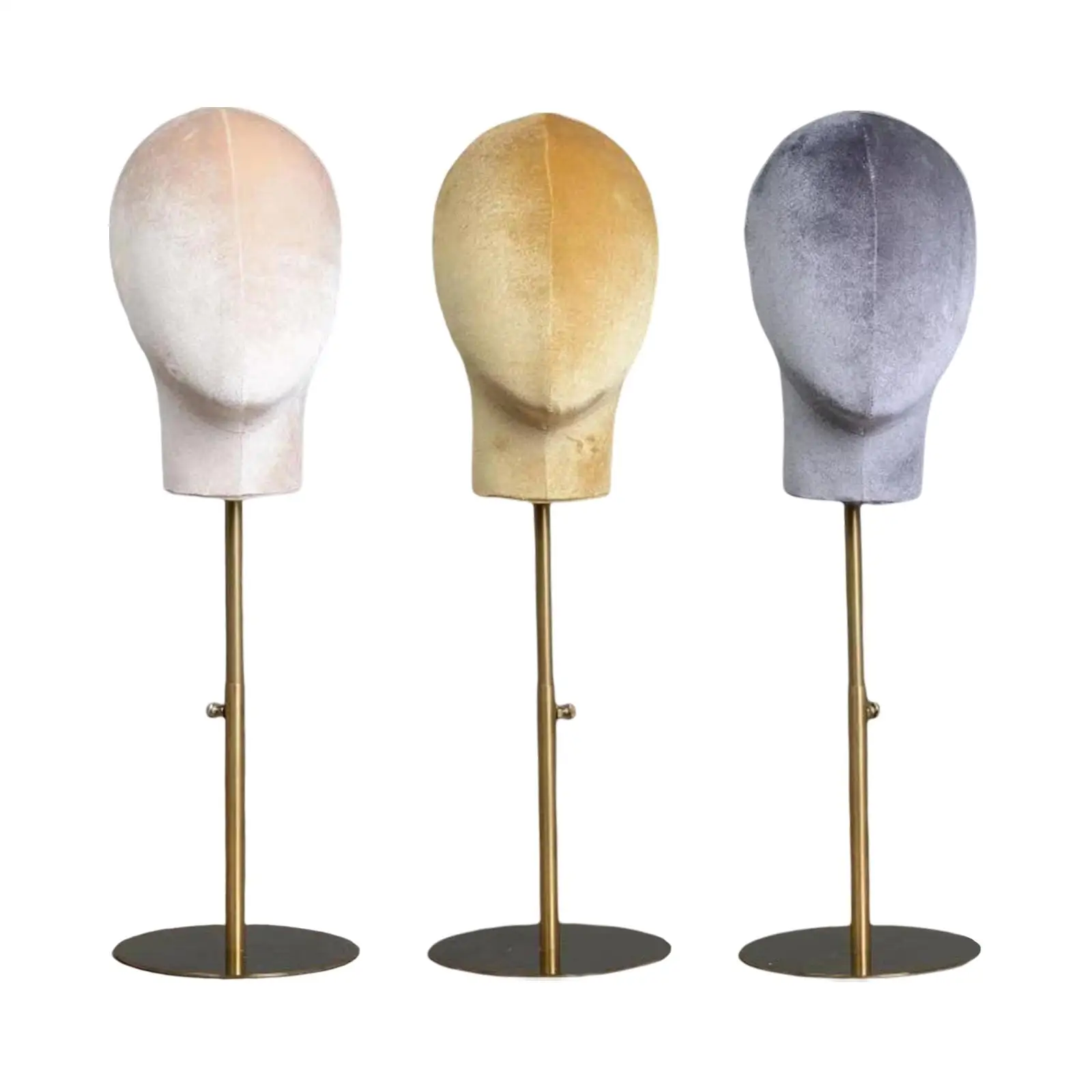 Mannequin Head Model Professional Velvet Adjustable Height Manikin for Headphones Earrings Hats