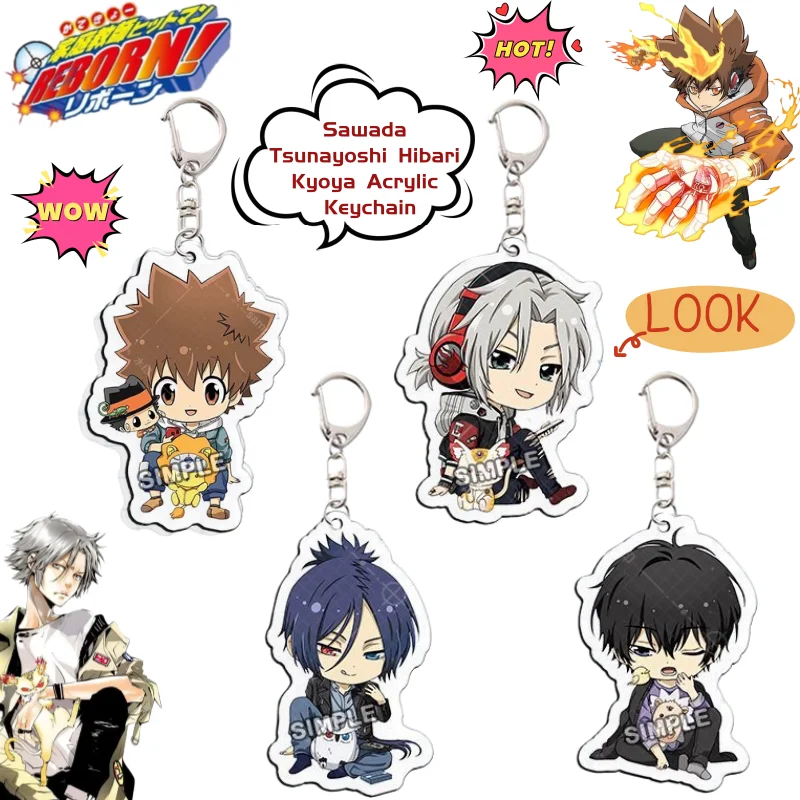 

HITMAN REBORN! Sawada Tsunayoshi Hibari Kyoya Secondary Cartoon Anime Peripheral Keychain Creative Backpack Decorative Pendant