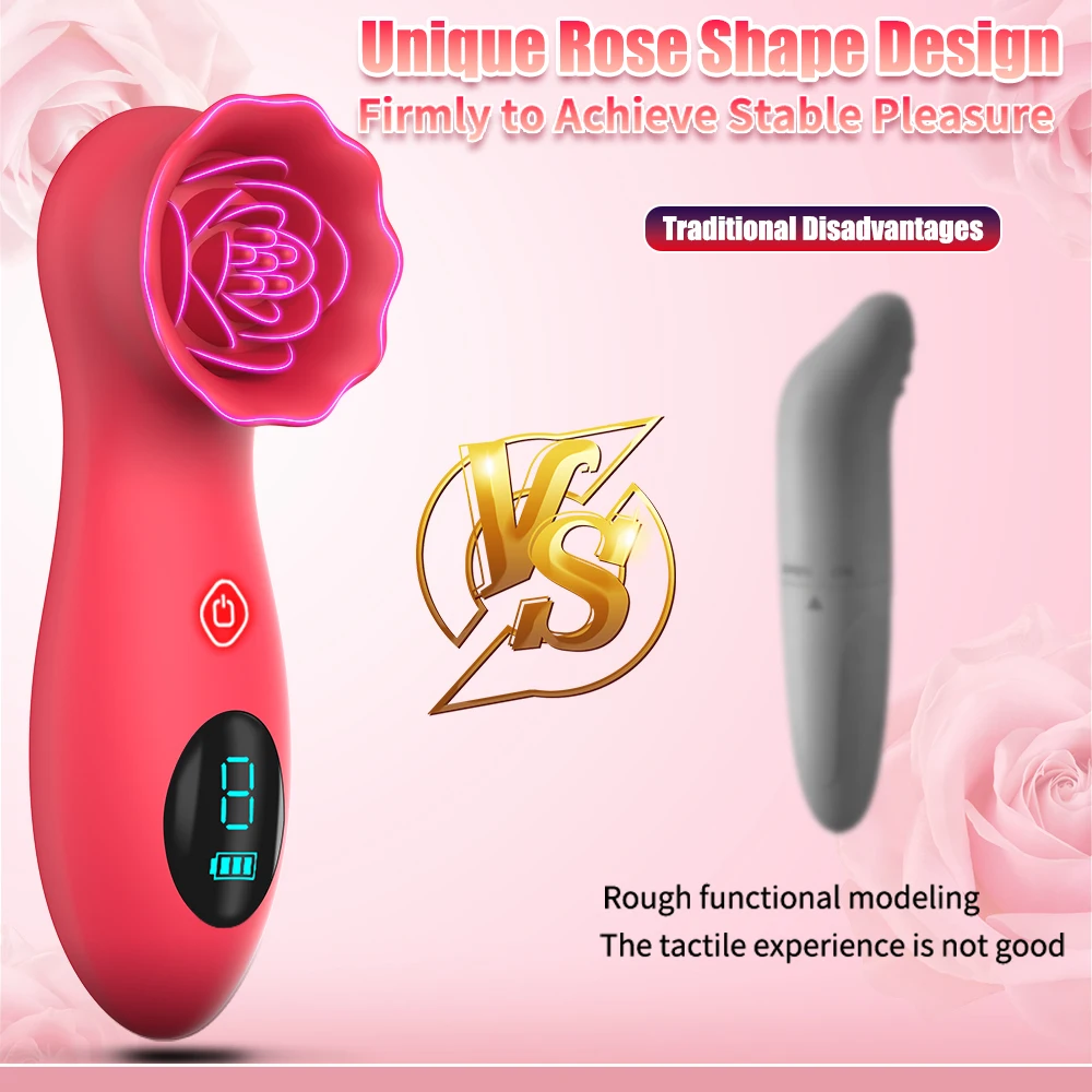 Vibratore del punto G della rosa per le donne stimolatore del clitoride massaggiatore del capezzolo della Vagina potente masturbatore femminile LCD