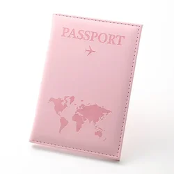 Couverture de passeport en cuir PU pour hommes et femmes, porte-cartes de crédit, étui pour carte de visite, portefeuille pour voyage en avion, mode