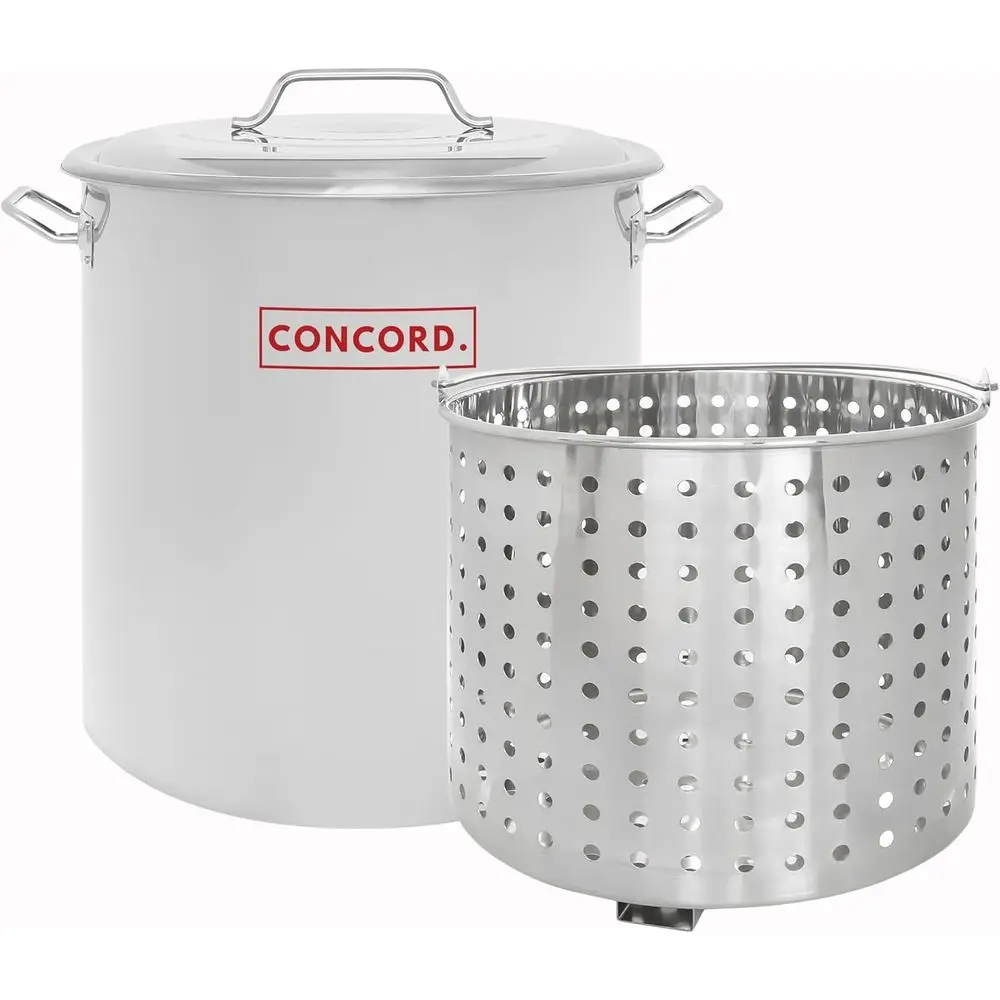 

Large 80-Quart Stainless Steel Stock Pot with Steamer Insert for Boiling and Cooking