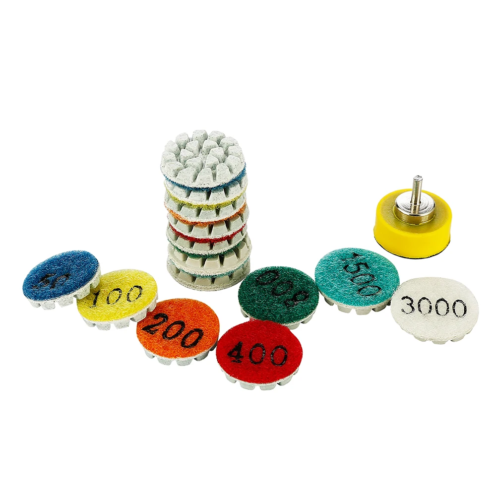1-inch Diamond Polishing Pad 25mm Mini Wet Dry Sanding Disc with 2.35mm/3mm Shank Backing Holder for Jade Marble Polish Gloss