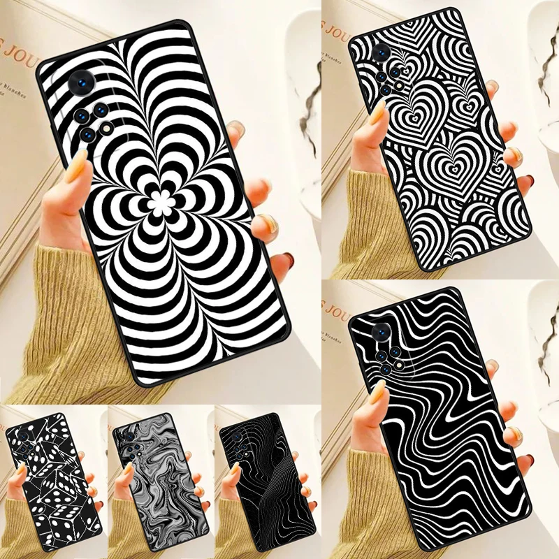 

Wave Pattern Print Black Case For Samsung Galaxy S24 Plus S23 S20 S21FE Lite S22 Ultra Note 20 S8 S9 S10 Phone Coque
