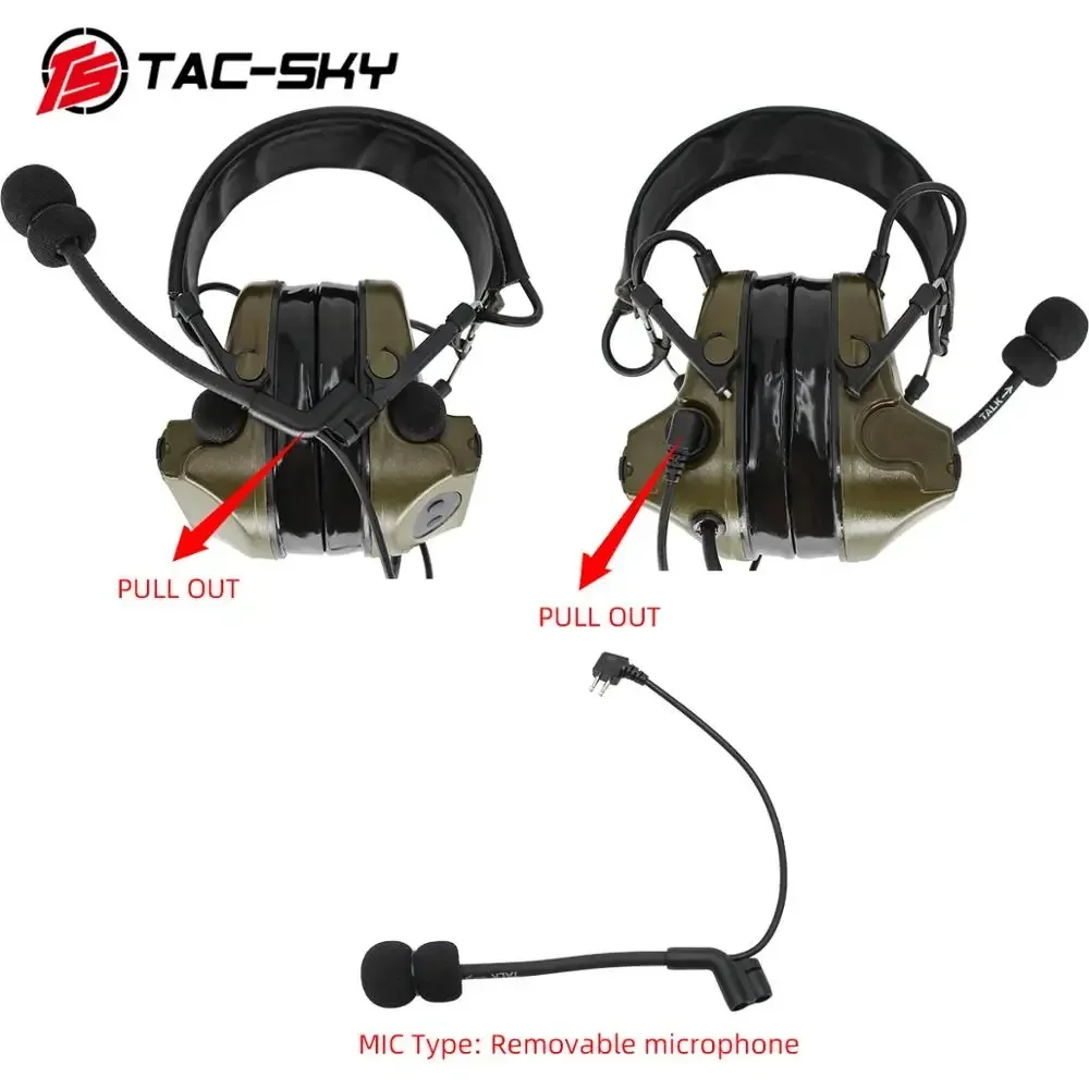 TAC-SKY comta fone de ouvido tático comta ii capacete montar airsoft proteção auditiva redução ruído tiro earmuffs