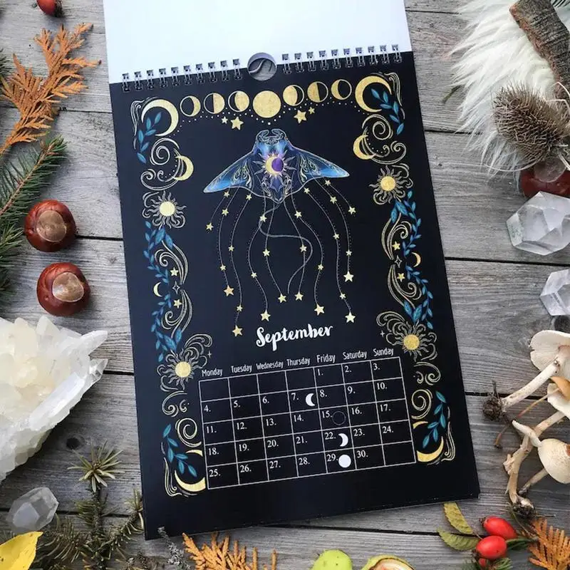 Imagem -06 - Astrologia Luar Decorações Calendários Celestiais Dark Forest Calendário Lunar Glady 2024 Calendário de Bruxas 2024