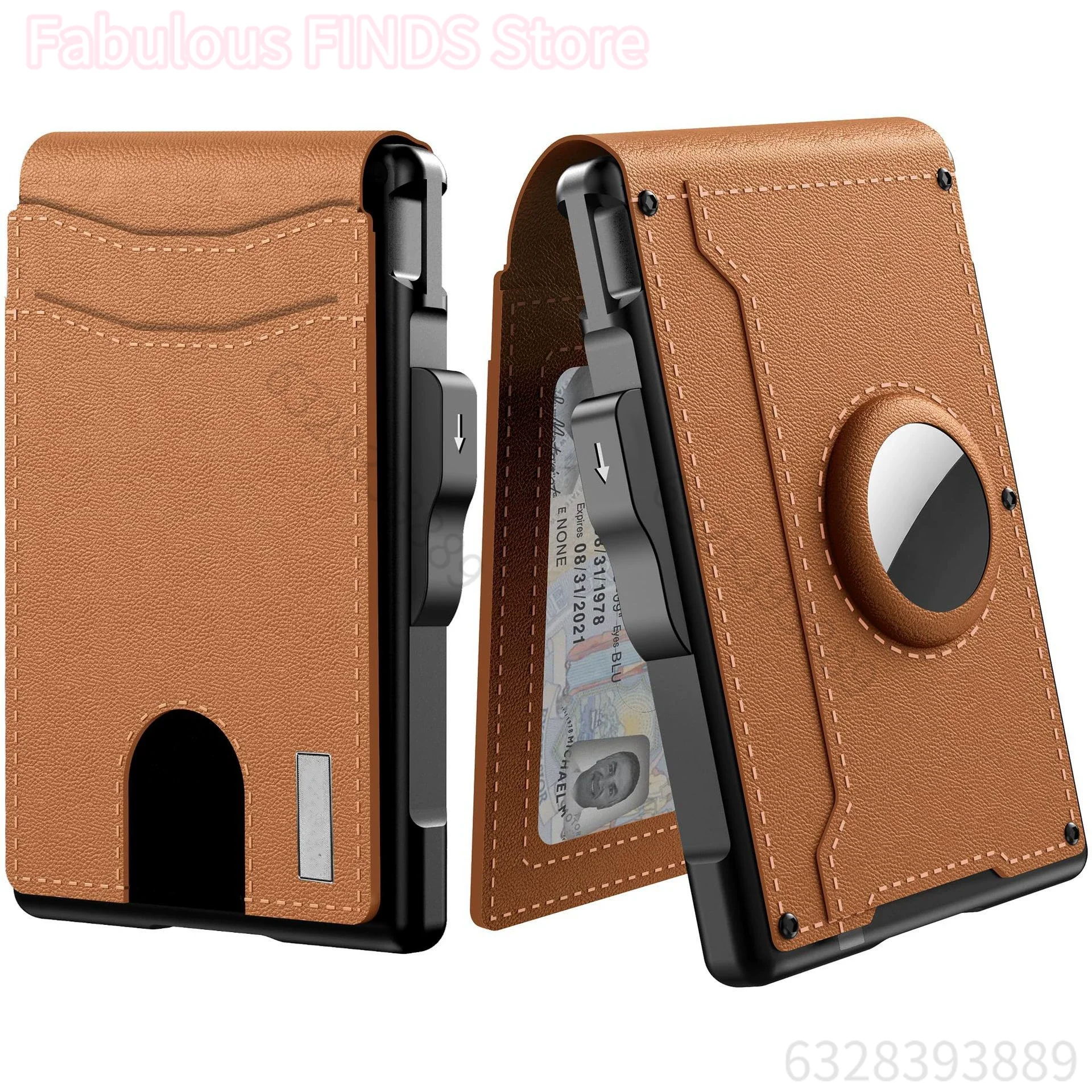 Herren Slim-Leder-Geldbörse mit Pop-up-Aluminium-Etui, Geldklammer, RFID-Schutz, Kreditkartenhalter, minimalistisches Bifold-Design mit Fächern