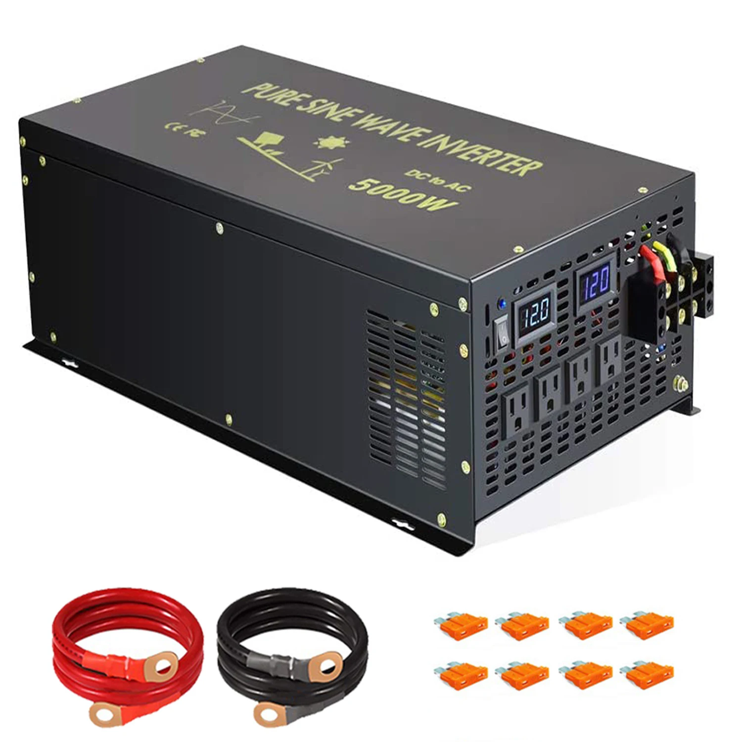 5000W Solar Inverter Single Output Sine Wave Off-Grid Converter 12V/24V to 100V/110V/120V DC to AC