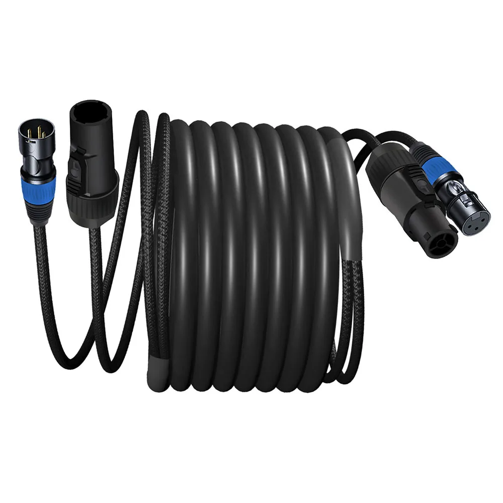 Powercon DMX Combo Cable,3Pin XLR & Waterproof Powercon Plug Compatible Combi Cable for Moving Heading Lighting