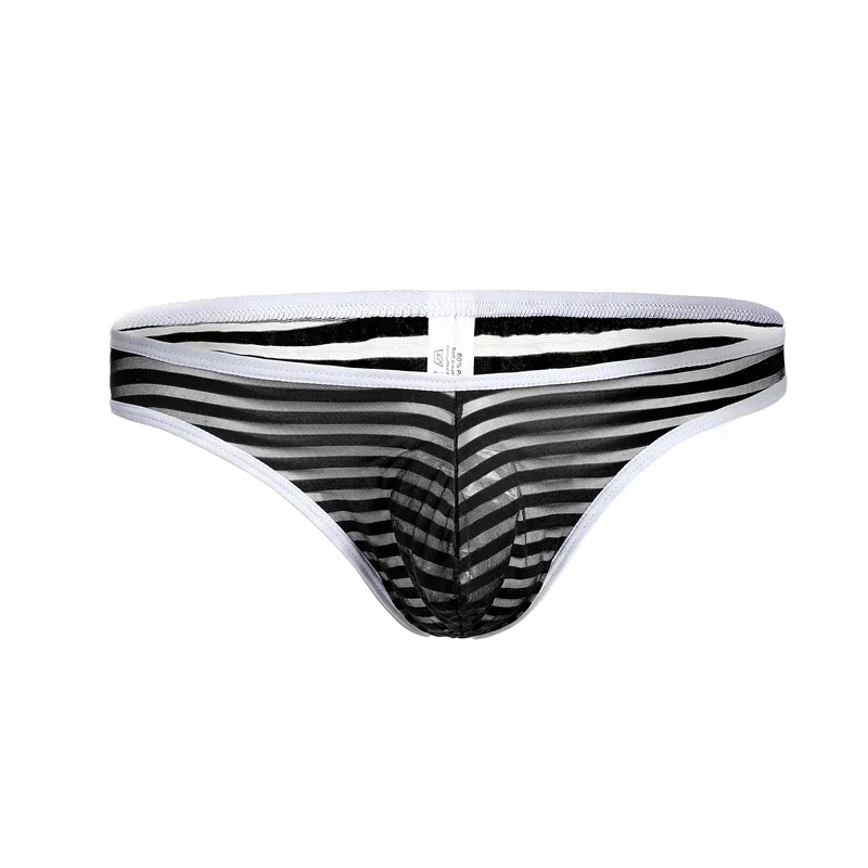 ملابس داخلية مثيرة للرجال سراويل داخلية مخططة شفافة قابلة للتنفس سراويل Tanga Hombre سيسي ملابس داخلية مثيرة للمثليين والقضيب #1