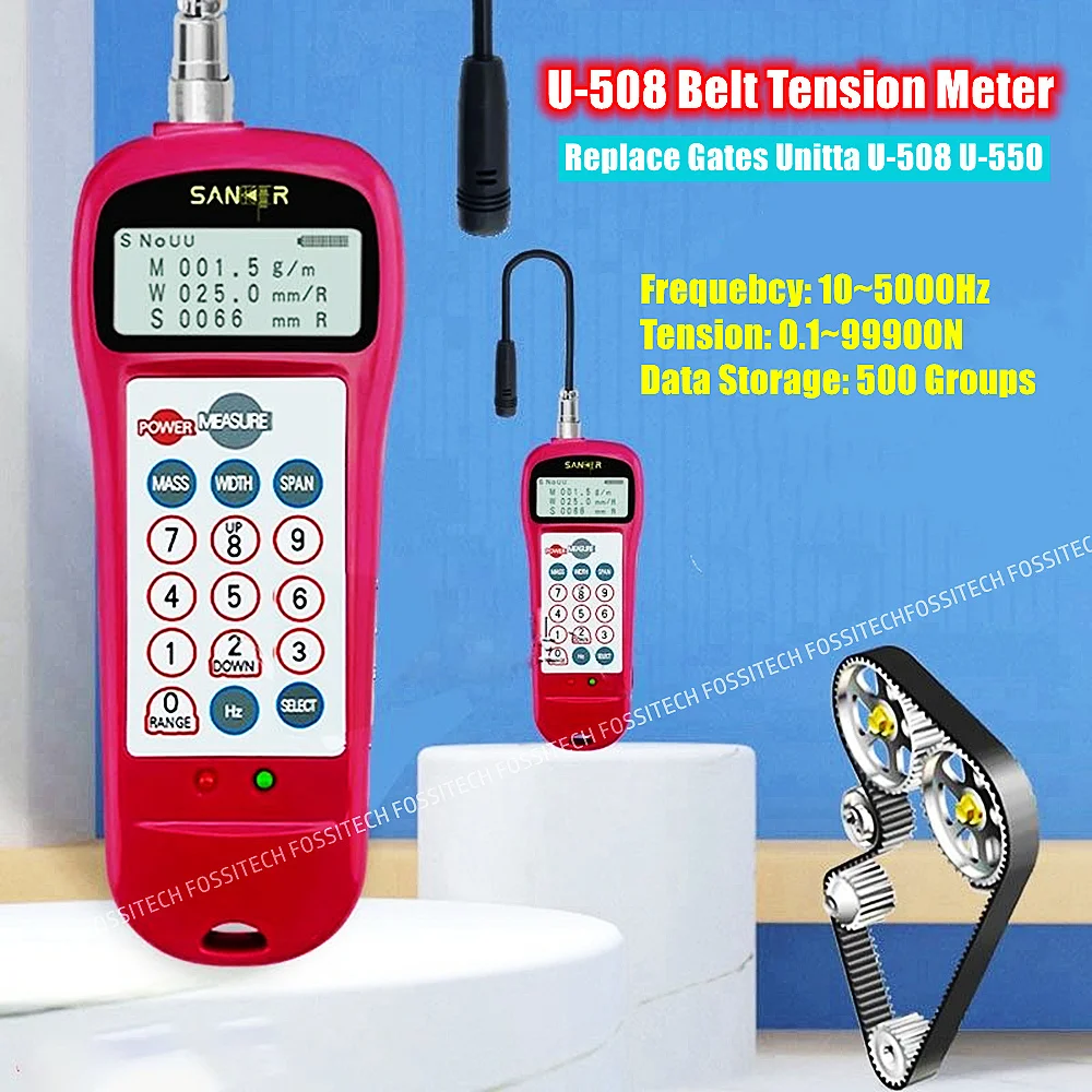 

U-508 Ultrasonic Belt Tension Meter 10~5000Hz Acoustic Belt Tensiometer 0.01~99900N Value Replace Gates Unitta U-508 U-550