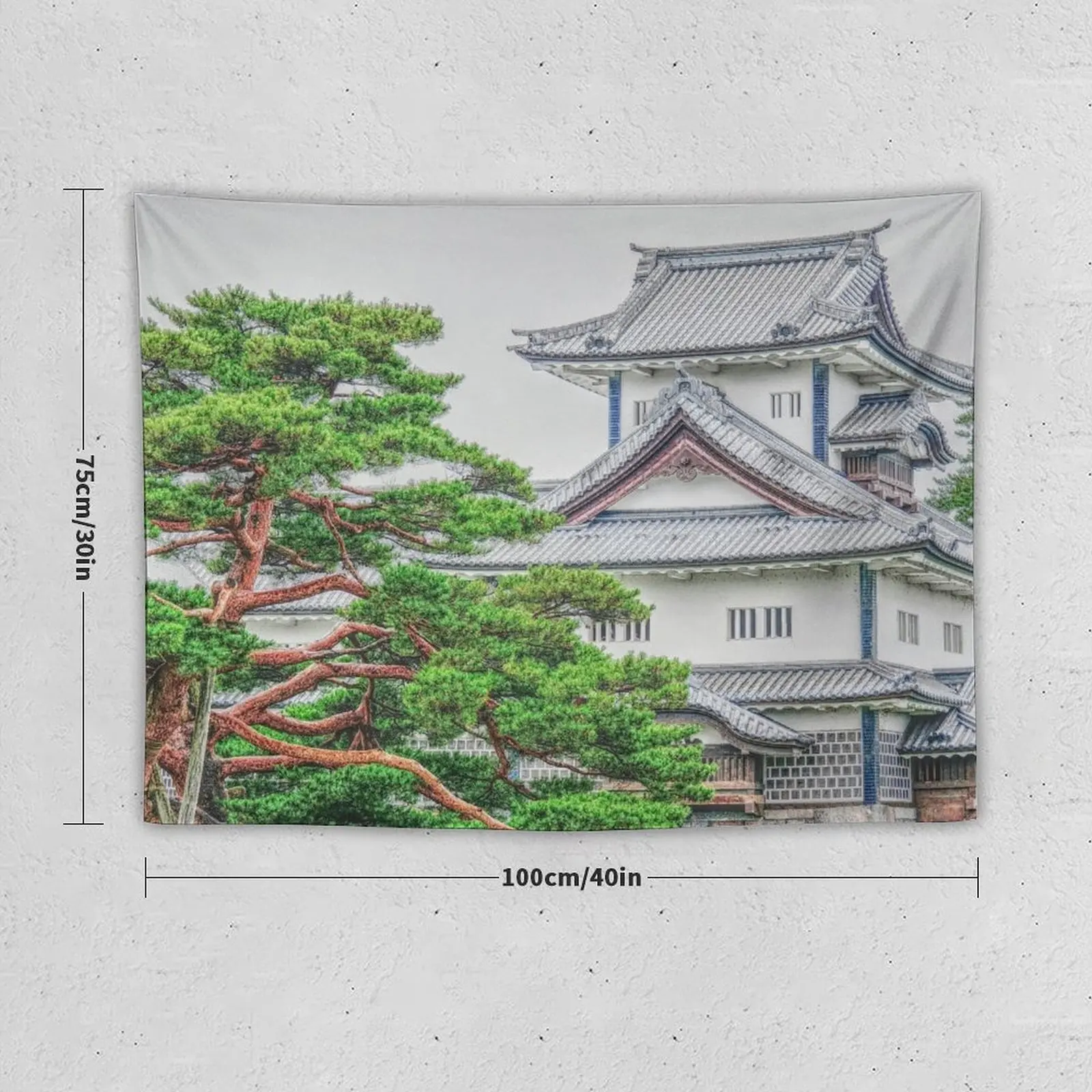 Kanazawa Castle Japan sketch in color Tapestry Wallpaper Decorations For Room Tapestry