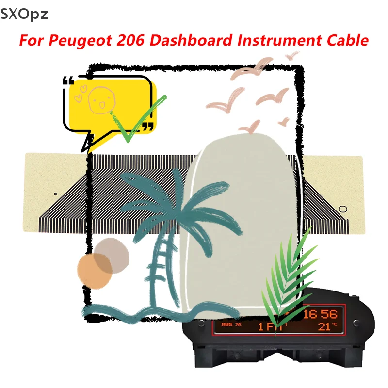 ل 206 4 لمبات داش مجلس معلومات الكمبيوتر عرض أداة كابل استبدال اكسسوارات السيارات بكسل إصلاح الشريط كابل #1