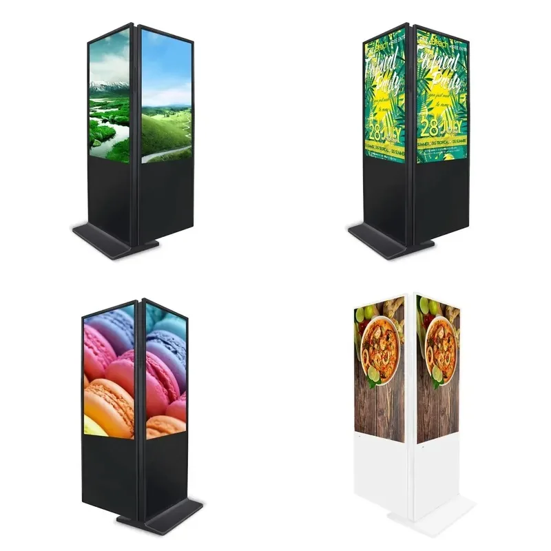 Double Sided Floor to Ceiling LCD Wireless Kiosk Advertising Digital Signage