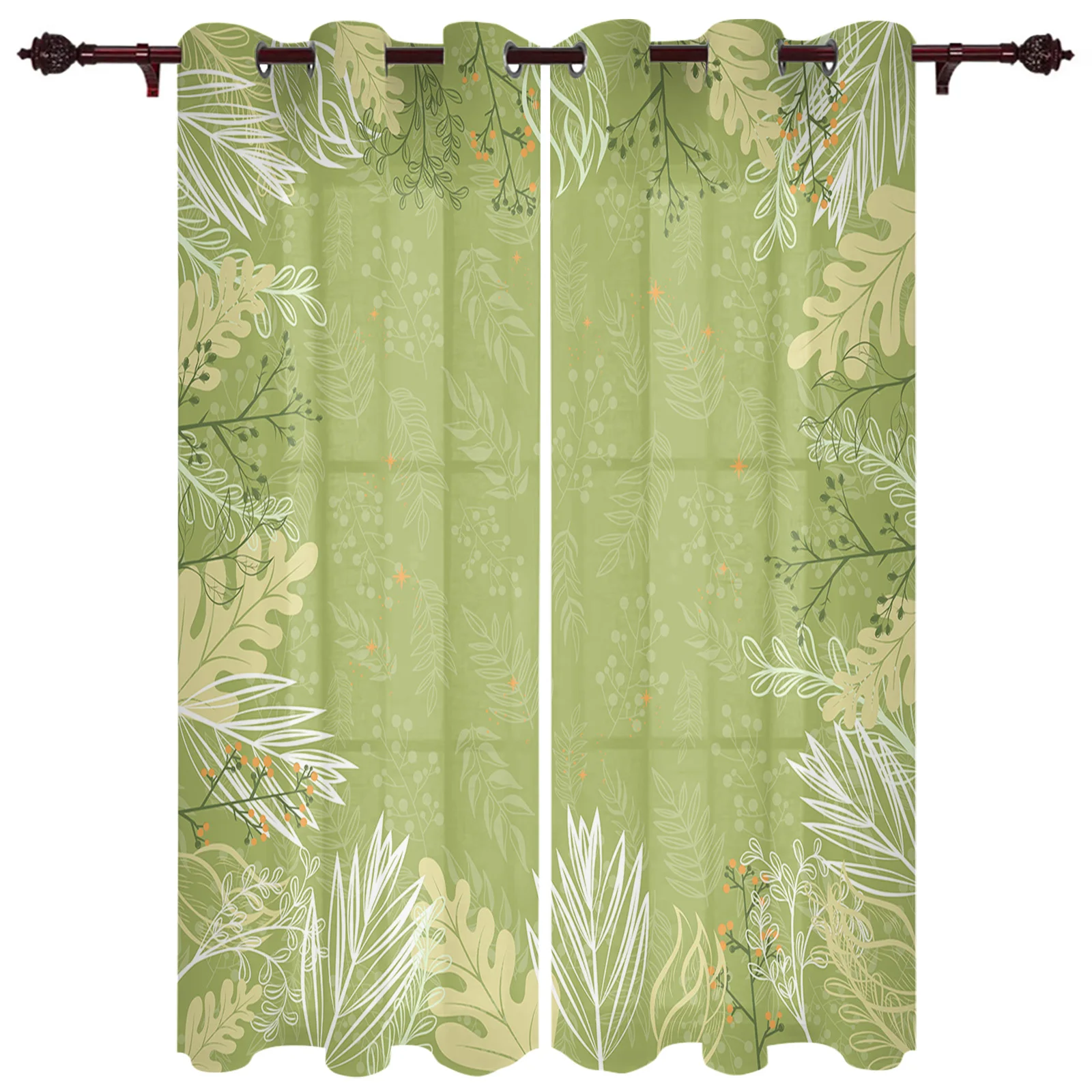 

Simple Plant Leaves And Branches Window Curtain Living Room Bedroom Valance Curtain Festival Home Kitchen Decor Curtain