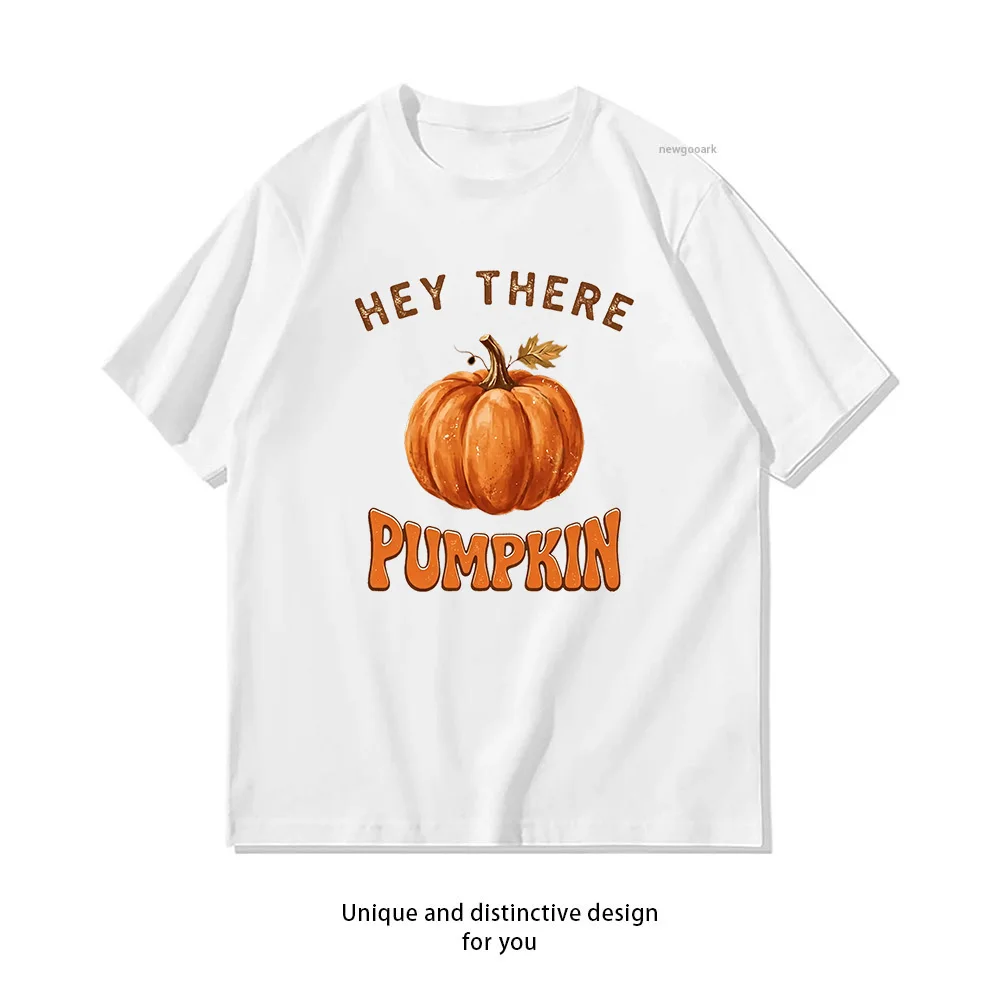 Hey There Pumpkin Autumn Pumpkin Retro Thanksgiving Harvest T-shirt Woman Man Summer Cotton Graphic T Shirts Adult Casual Tee