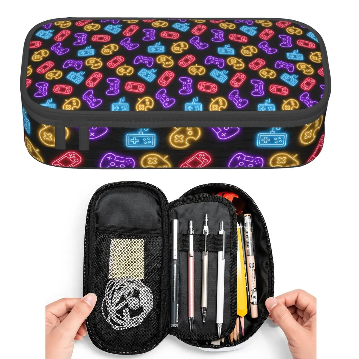 Color Fluorescent Neon Game Controller Pencil Cases for Students Pen Box Pencil Bag Large Capacity Pencil Pouch Pen Holder