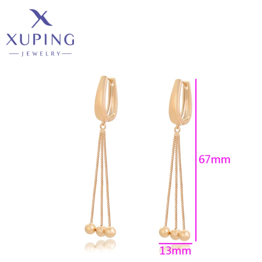 Xuping Jewelry New Exquisite Hang Ear Clips Gold Color Piering Sag Earrings for Women Unique Christmas Classics Gifts 14E2372702