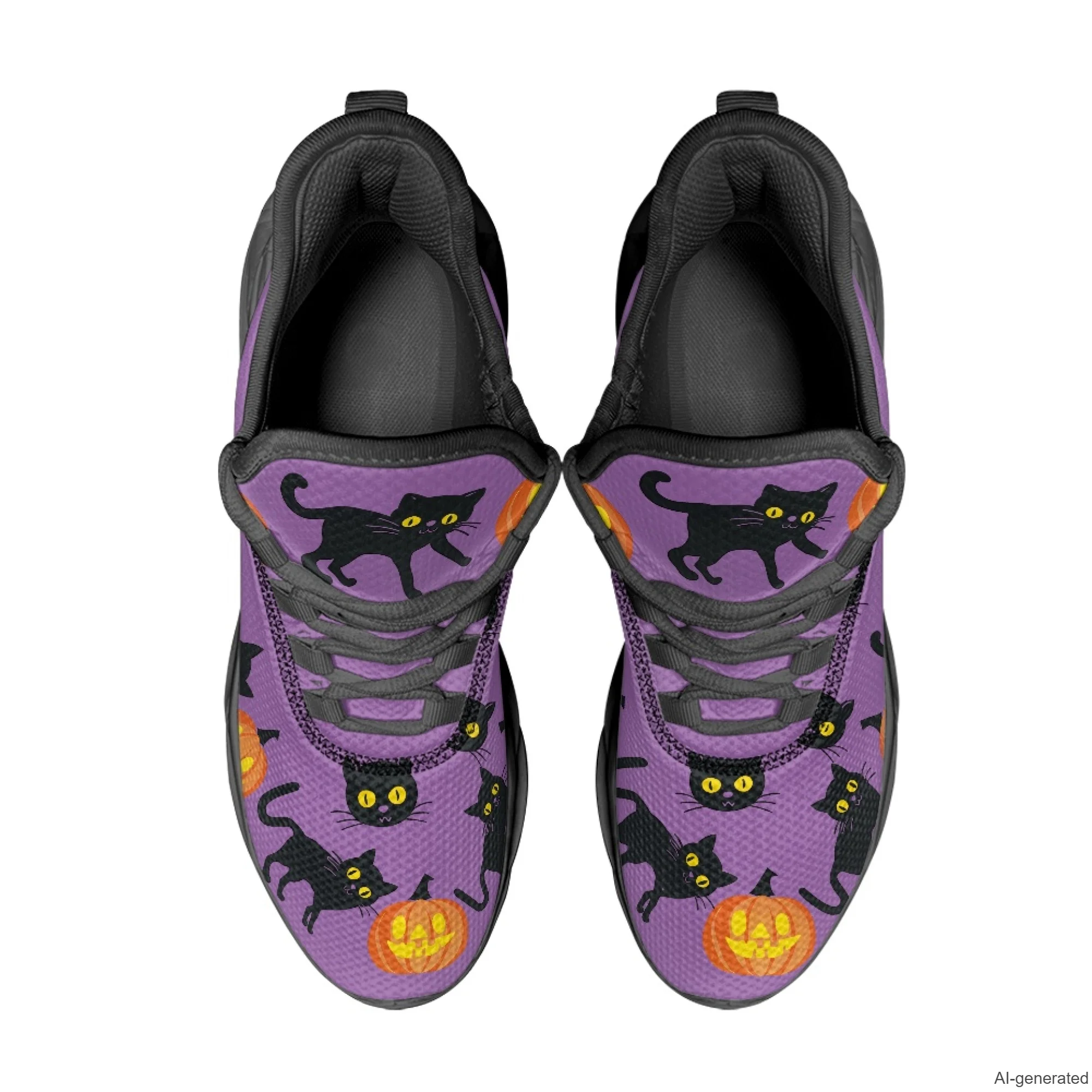 XIXIRIMIDO Max Soul Shoes Halloween Black Cat Print Running Shoes for Men Casual Fashion Women Snakers Walking Shoes 35-48