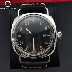 Black Dial Automatic Watch 100m Water Resistant Vintage Men's Mechanical Watch with Leather Strap, Classic and Fashionable