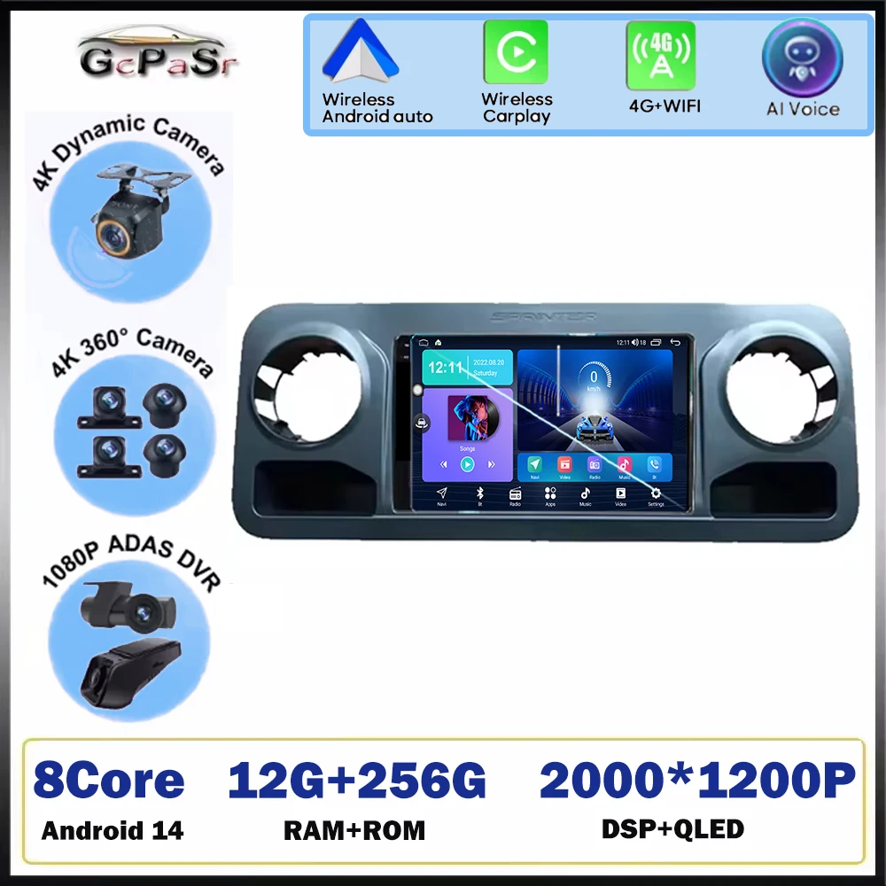 Carplay Android 14 For Mercedes Benz Sprinter 2018 2019 - 2022 Auto Radio Stereo Multimedia Player GPS Navigation NO 2din DVD BT