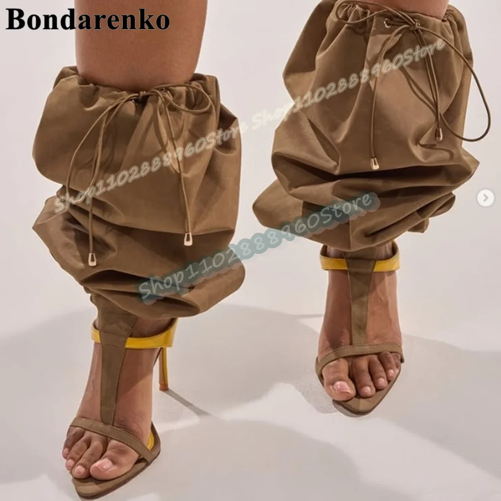 

Plus Size Khaki Narrow Strap Pointy Sandal Boots Stilettos High Heel Women Shoes Slip On Open Toe Occidental Zapatos Para Mujer