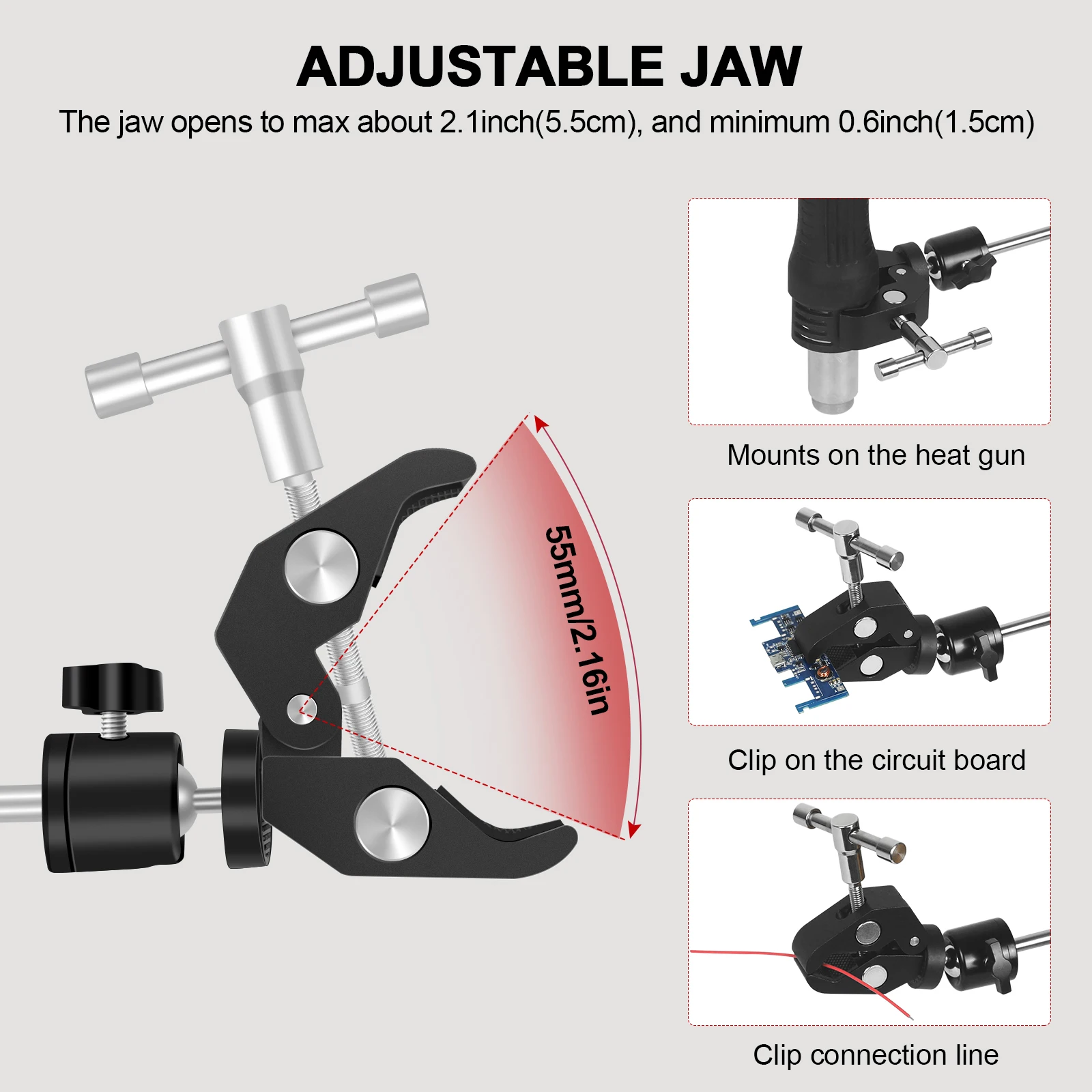 NEWACALOX Magnetic Helping Hands Soldering Third Hand Tool 360° Magic Arm Heat Gun Holder PCB Holder for Welding Desoldering