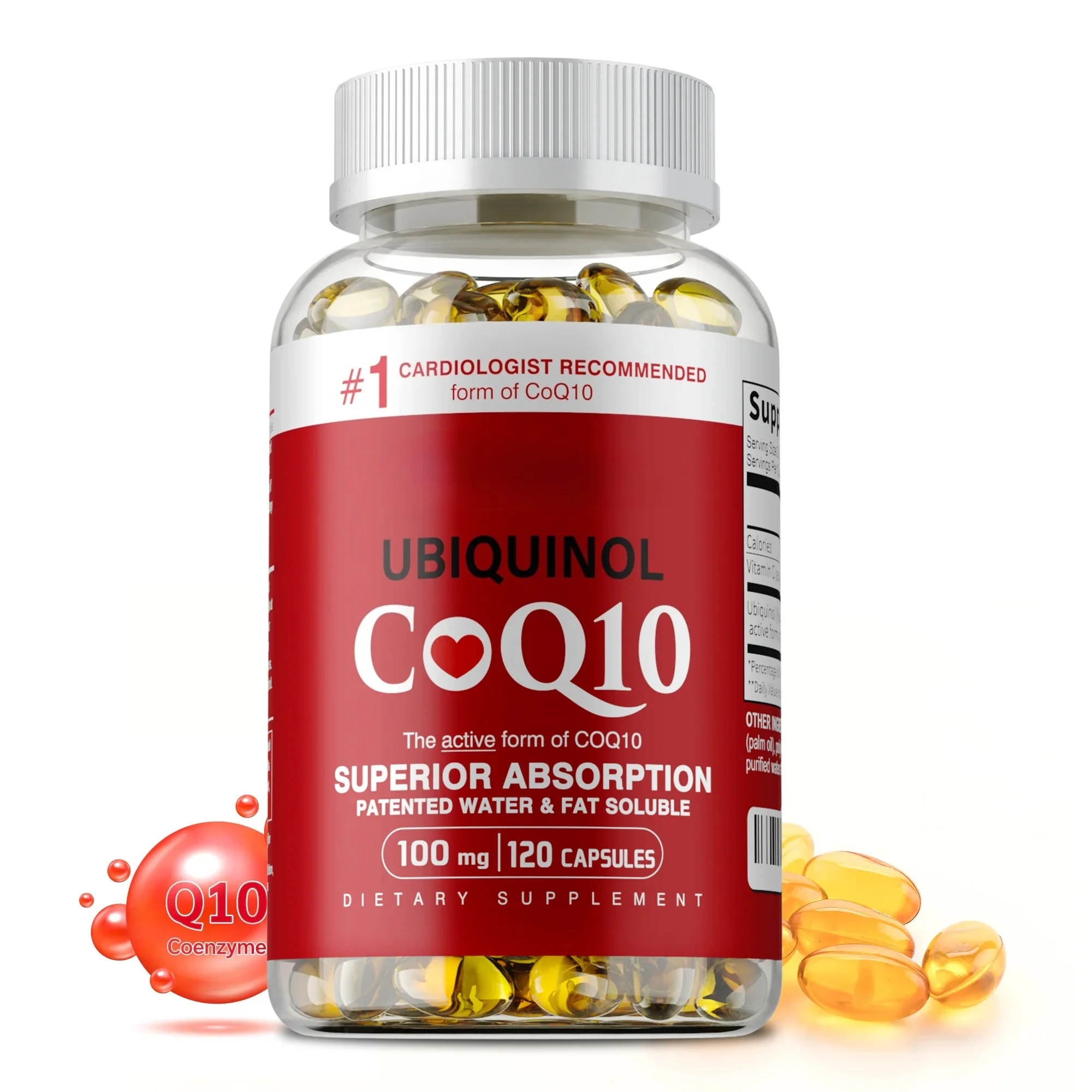 Ubiquinol CoQ10 Capsules -Support for Brain, Vascular, Heart, & Energy Health, Improve Skin