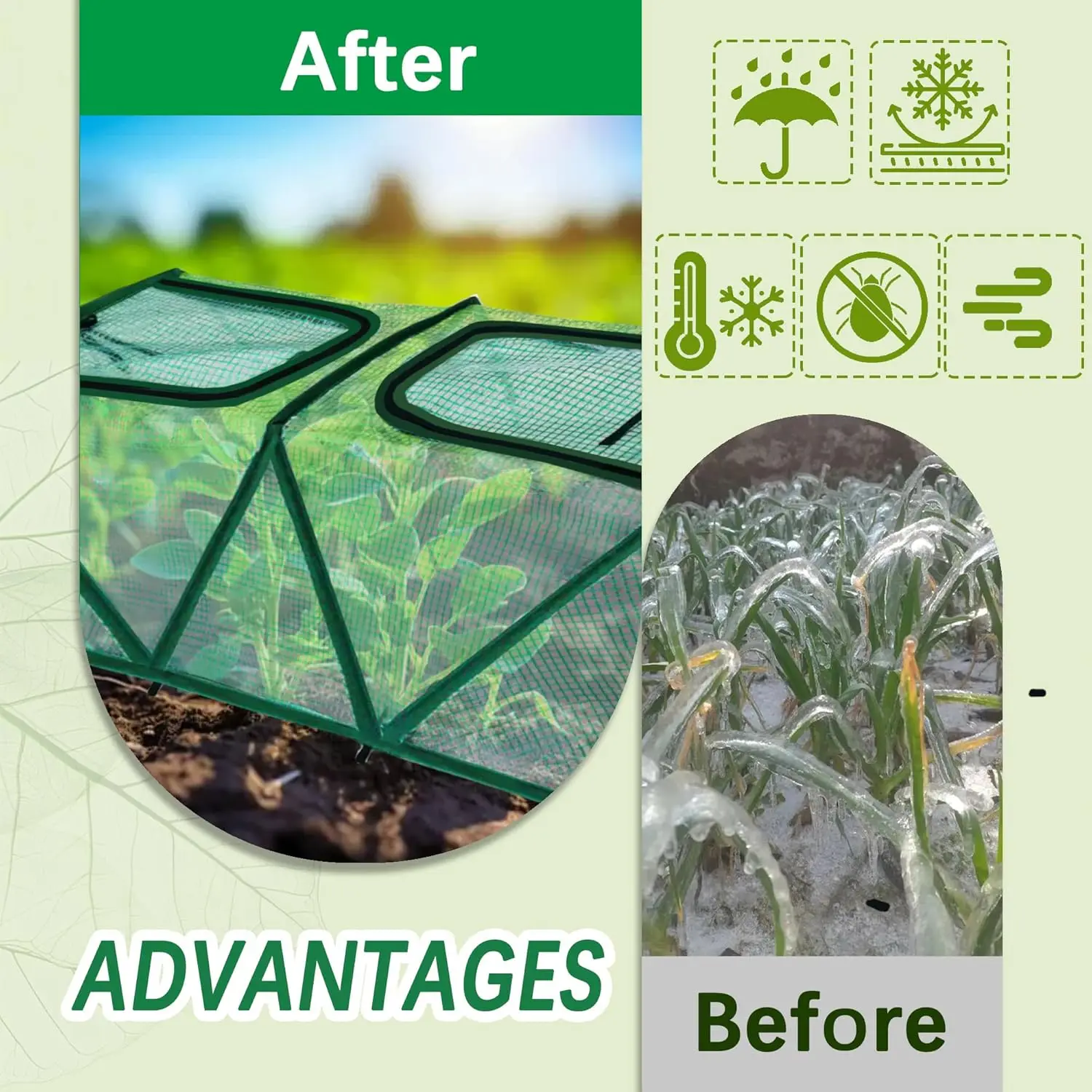 47.2 بوصة *14.6 بوصة * 13.4 بوصة غطاء نباتات مسرع الحديقة قابل للطي حماية من التجميد للسرير المرتفع، غطاء دفيئة صغير مع اثنين من Ai #4