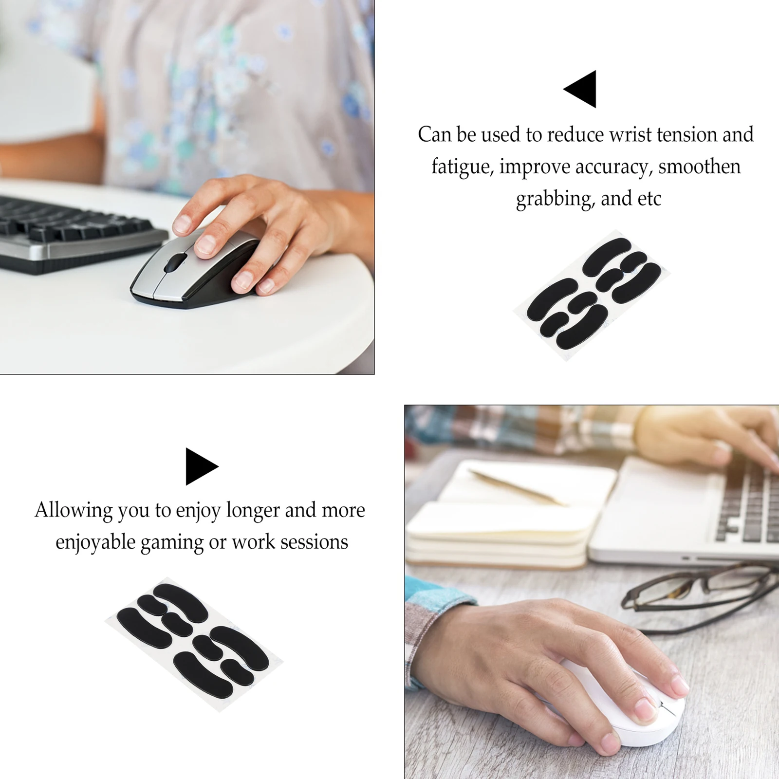

2 Sets Mouse Foot Stickers Computer Feet for Accessories Accessory Replacement Black Glide