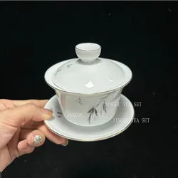 Jingdezhen Ceramic Gaiwan Tea Bowl White Porcelain Tea Maker with Cover Teacup Chinese Tea Set Supplies Household Drinkware