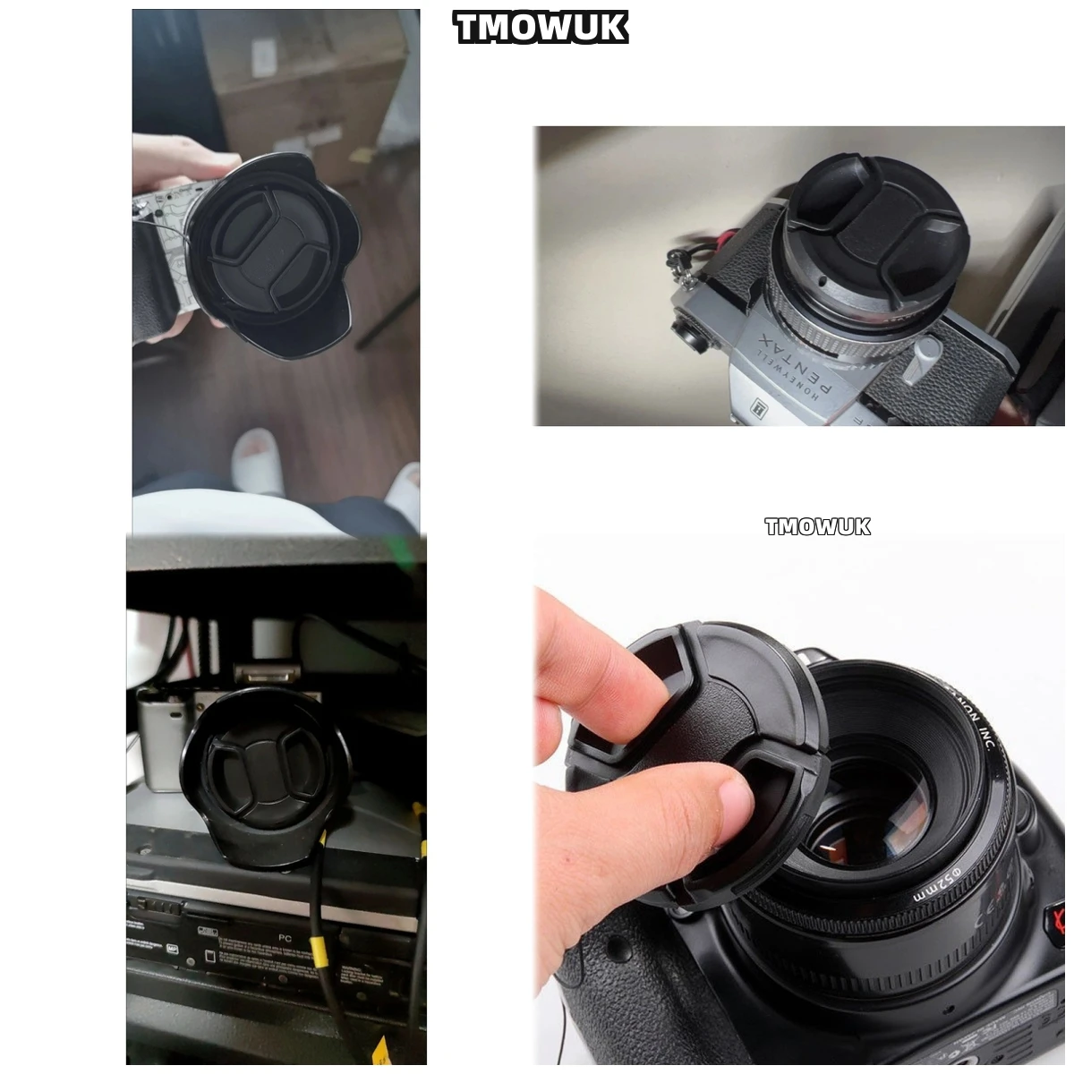 

For Canon EOS R6 Mark II 1N HS 30D 80D 600D M6 Rebel T6i 300D Camera Lens Cap Protective Cover Center Pinch Snap-on 49mm 52 55 5