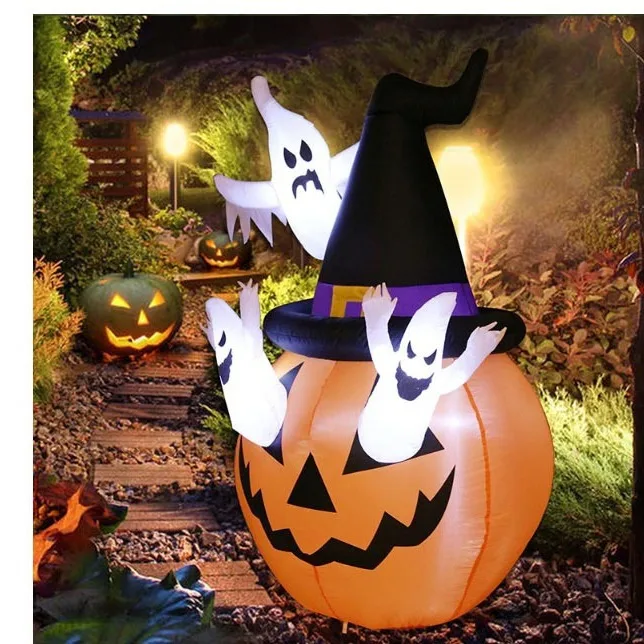 

Лидер продаж, трансграничная электронная коммерция Amazon, 1,5 м, светодиодная светящаяся надувная воздушная модель тыквы на Хэллоуин во дворе, уличная модель