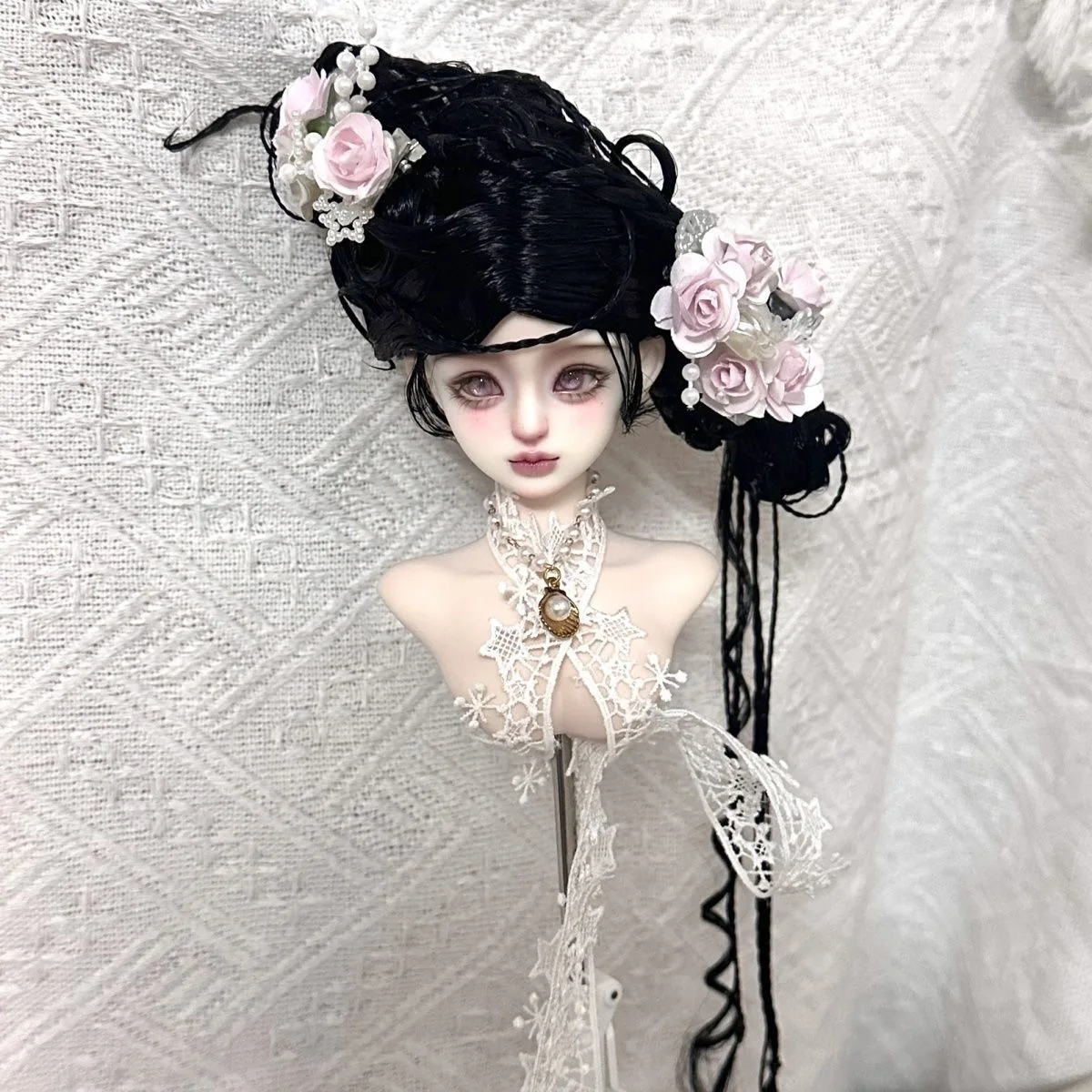 

Doll wig doll accessories antique style braided wigs, heavy industry pearl rose shaped wig,1/3 1/4 BJD doll hair free shipping