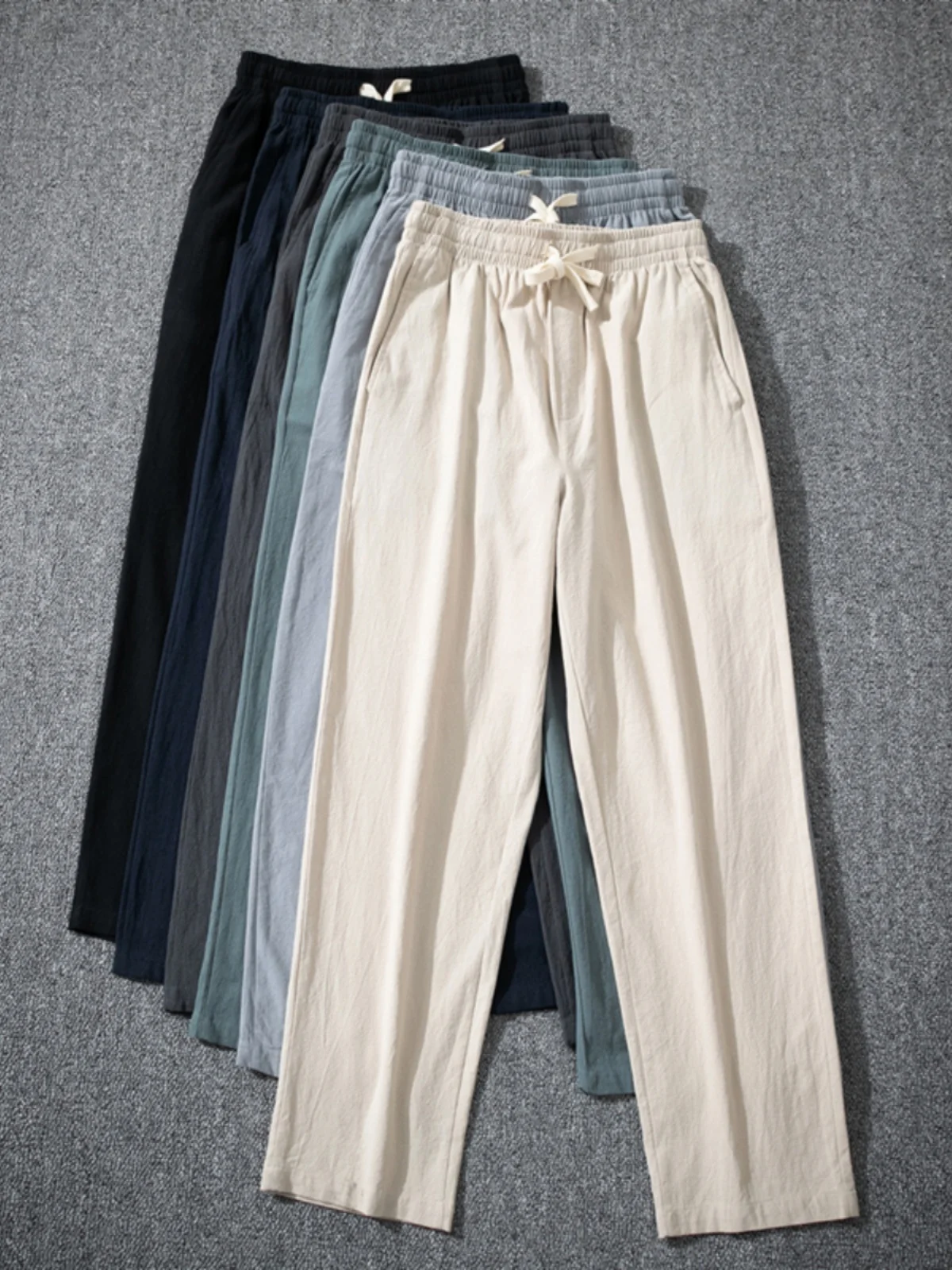 

Мужские летние тонкие повседневные брюки из хлопка и льна, прямые, свободного кроя, укороченные (до щиколотки), для молодежи