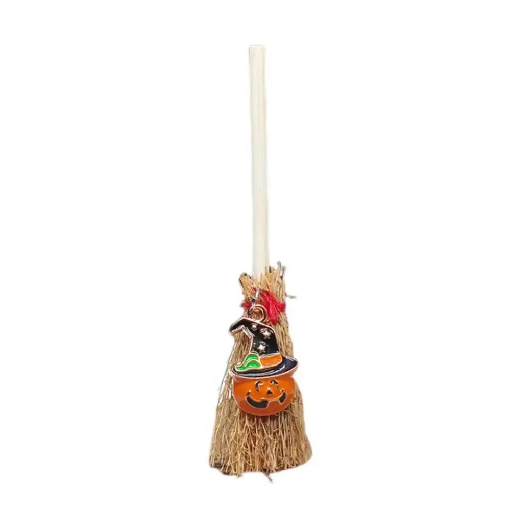 Mini Broom Pendant Doll Houses Decoration Mini Broom Pendant Mini Witch Broom Car Pendant Wooden Halloween Ornament for Rearview