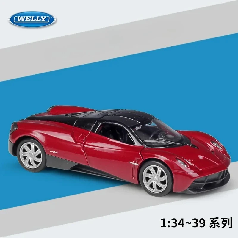 WELLY 1:36 Huayra Super Toy Car Diecast Model Pull Back Türen zu öffnende pädagogische Sammlung Geschenk für Kinder B18 Diecast